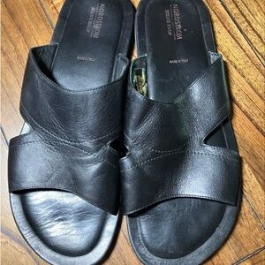 Mens black leather sandal from Nordstrom Mens shop Made in Italy size 47 (12.5)